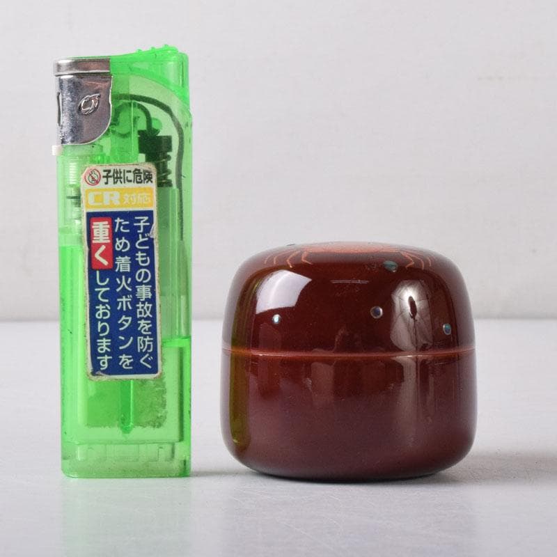 茶道具　山中塗　中嶋宗峰作　桜材　蟹蒔絵　下膨形香合　共箱　V　7507