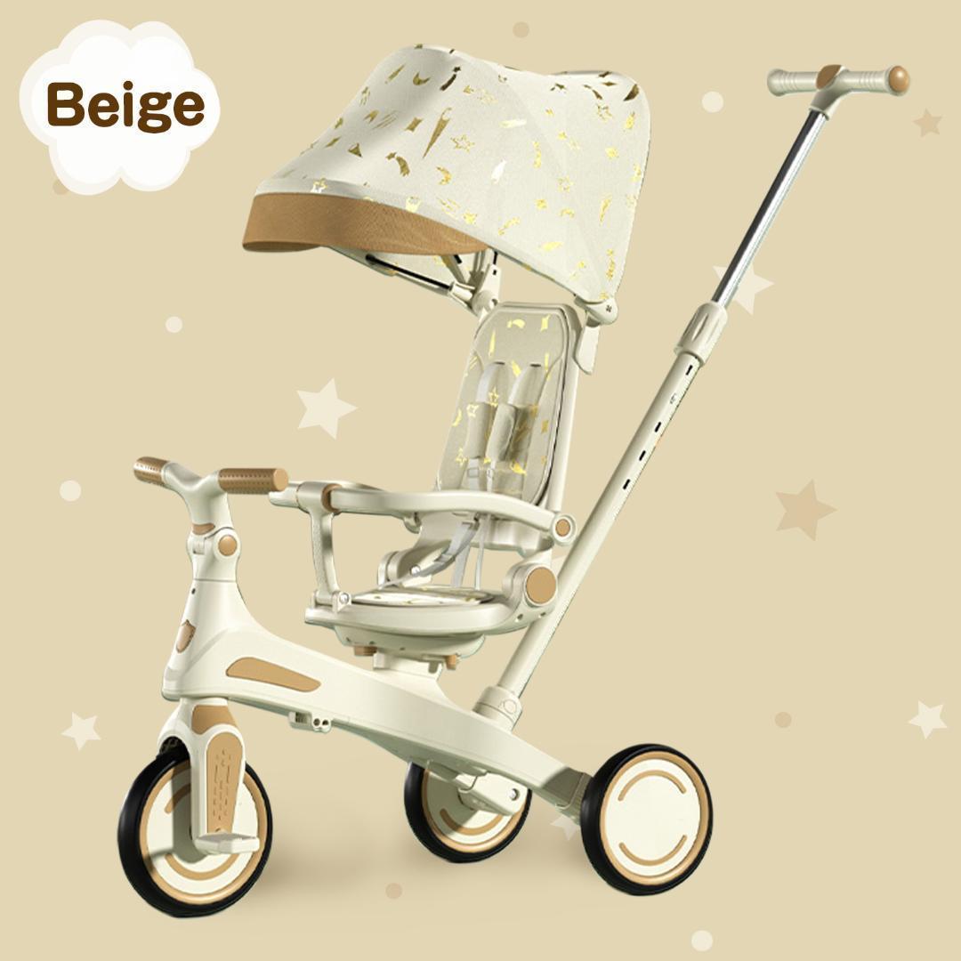 新品＊三輪車 手押し棒付き折りたたみ 7in1子供用 キッズバイク ベージュ