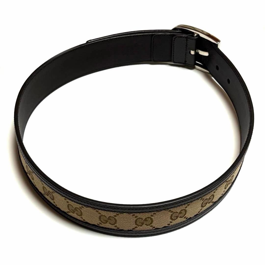 GUCCI ベルト GGキャンバス レザー ブラウン シルバー 美品