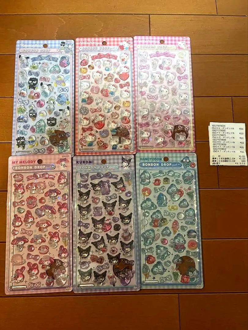 お値下げボンボンドロップシール サンリオ 6種 正規品 キティちゃんはぴだんぶい