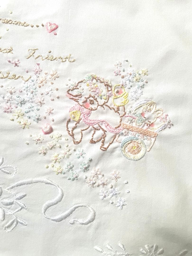 ヴィンテージクロス＆ハンドメイド刺繍アニマルちゃん·͜· ♡
