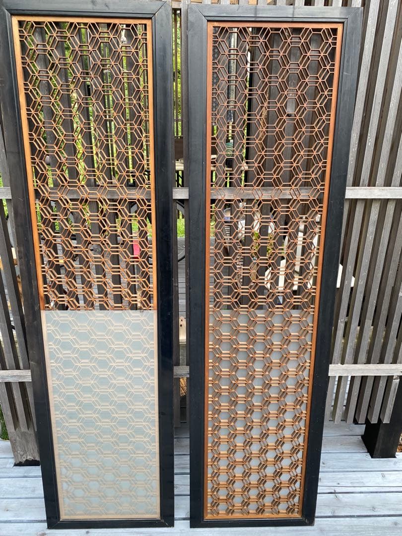 欄間　2枚セット　すりガラス付き　アンティーク　古民家