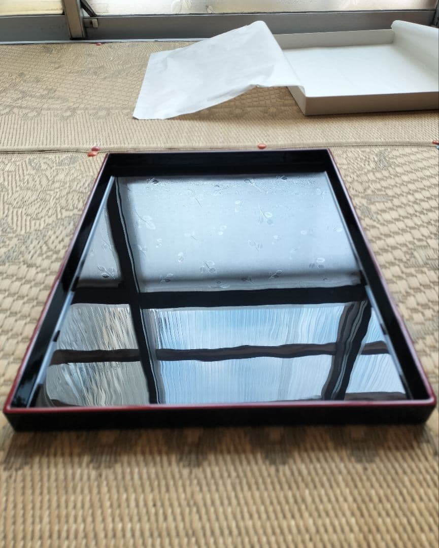 漆塗り 黒 長方形 膳 　5枚セット