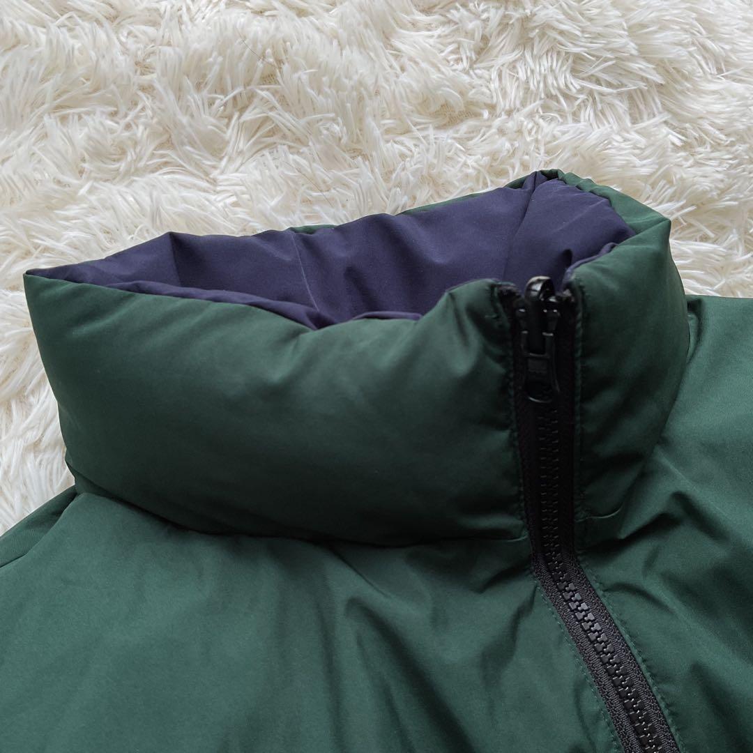 美品✨FTC 700FP ダウンジャケット　ボーダー柄　リバーシブル　L 紺×緑