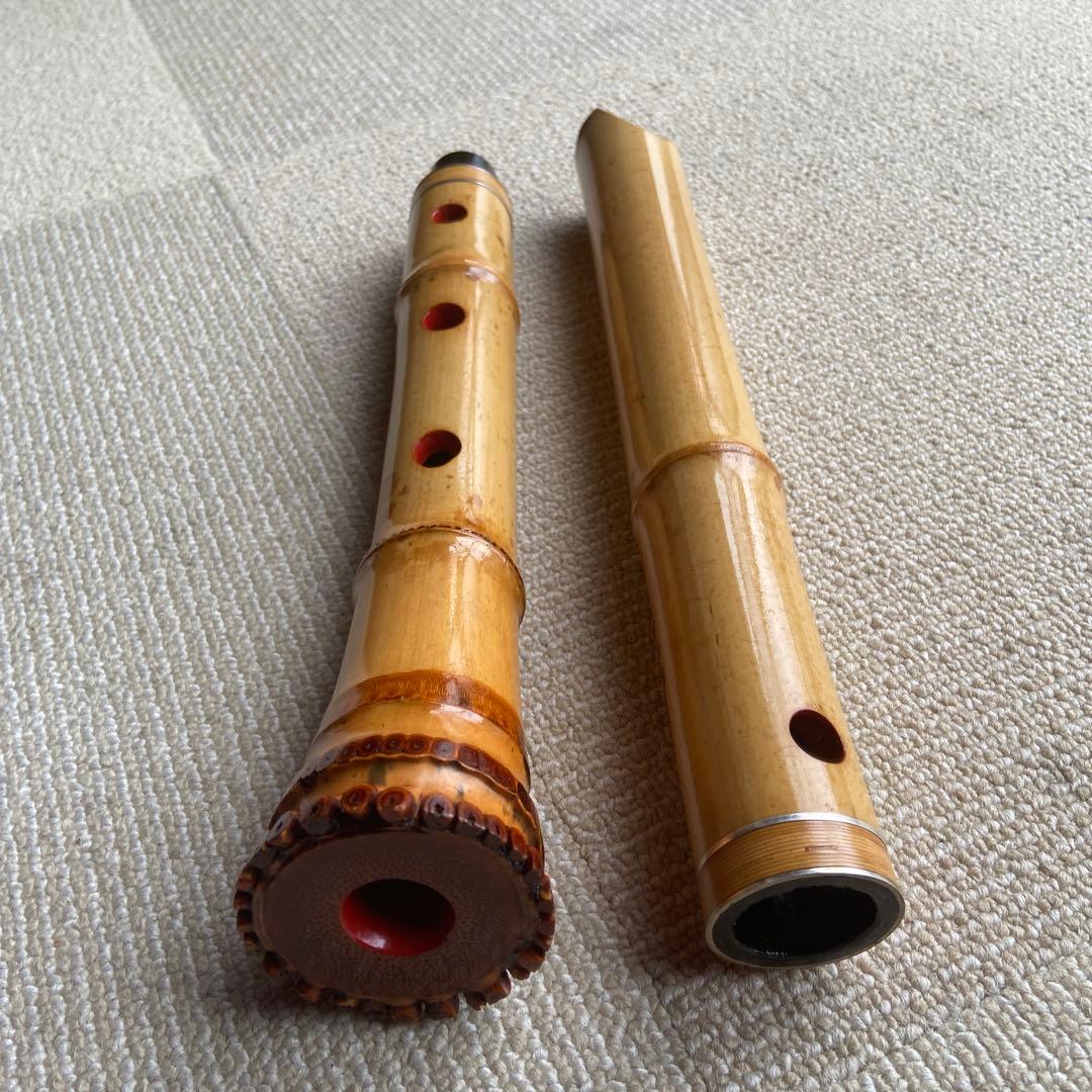 208 ⭐️尺八眞山銘　一尺ハ寸管　眞山銘三印最高級品