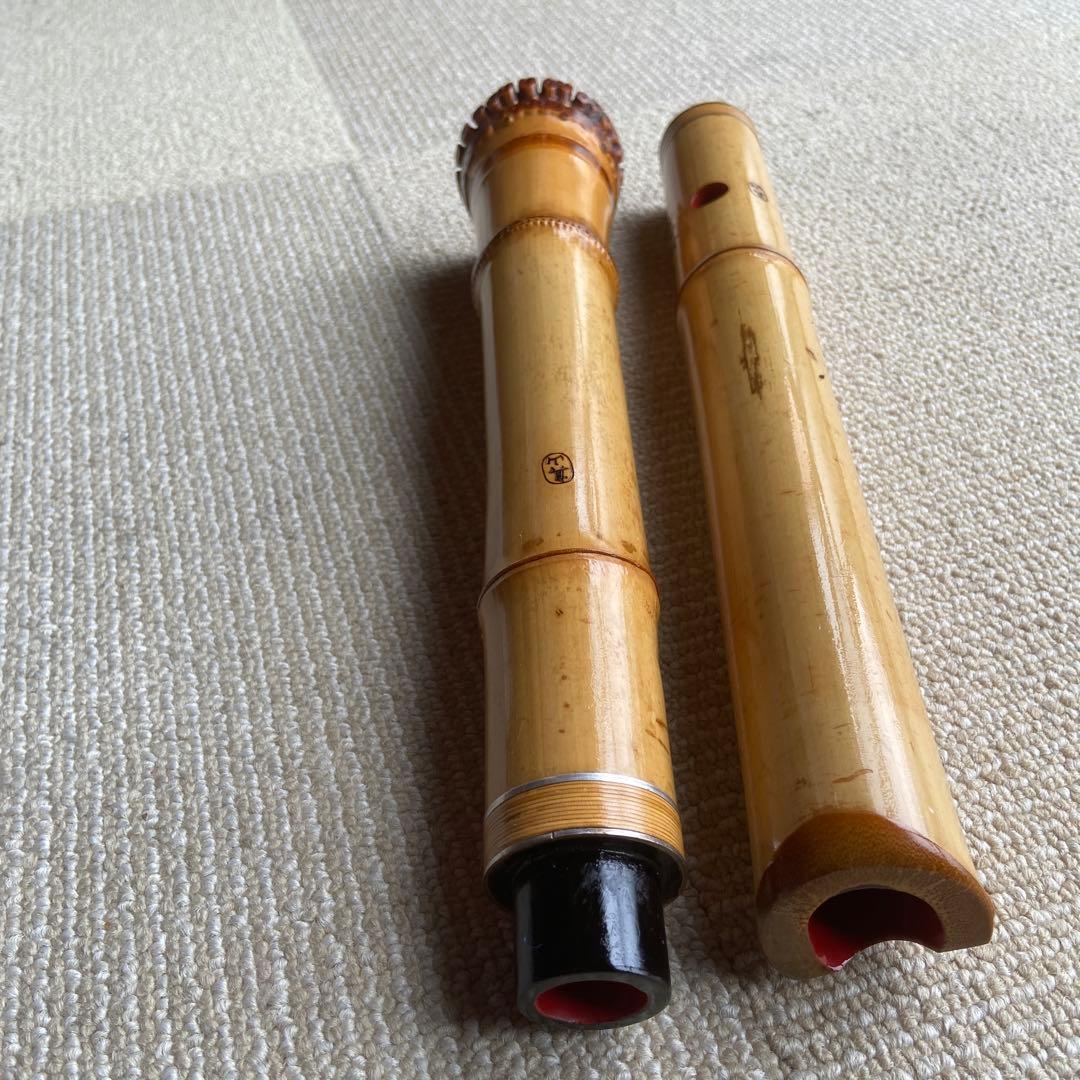 208 ⭐️尺八眞山銘　一尺ハ寸管　眞山銘三印最高級品