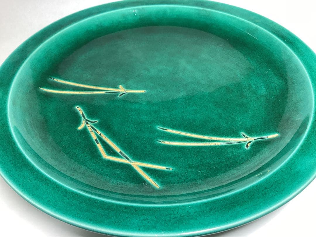 茶道具 古物品 菓子皿 交趾 松葉 永楽善五郎（即全）木箱入