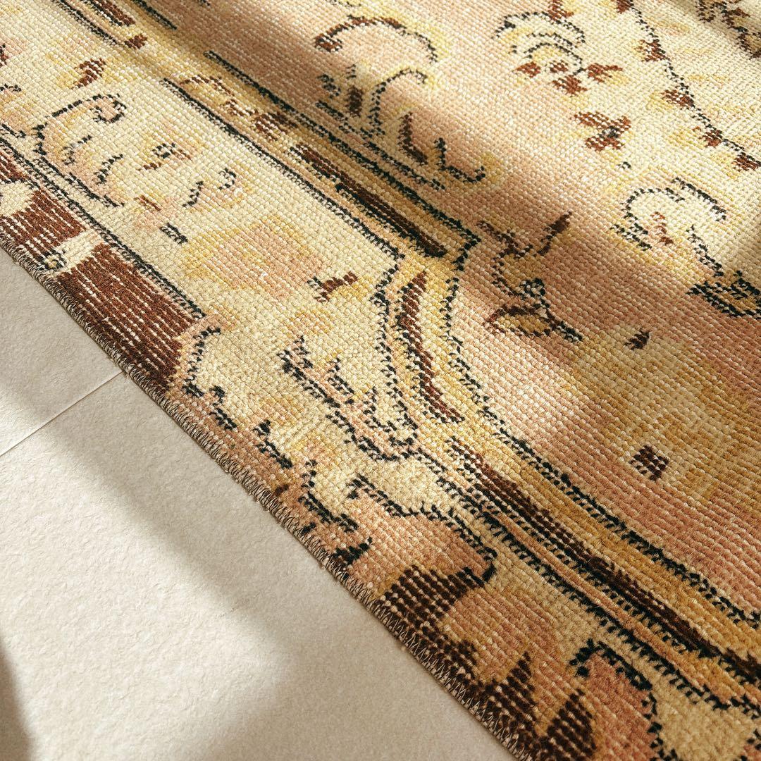 トルコ　ヴィンテージ ラグ　ピンク　ベージュ　ブラウン