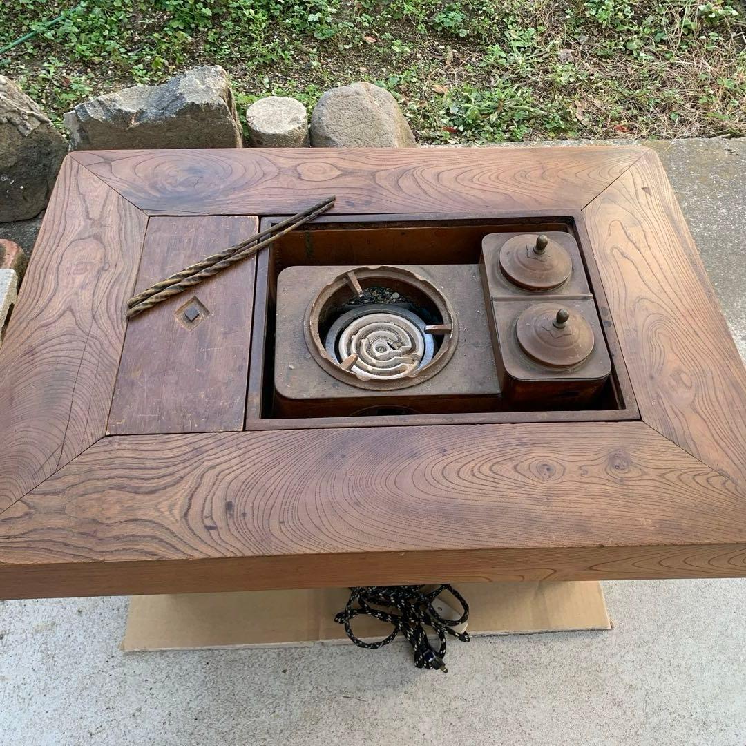 木製長火鉢　角火鉢　欅テーブル　囲炉裏　送料込み　　＊引き取り歓迎お値引きします