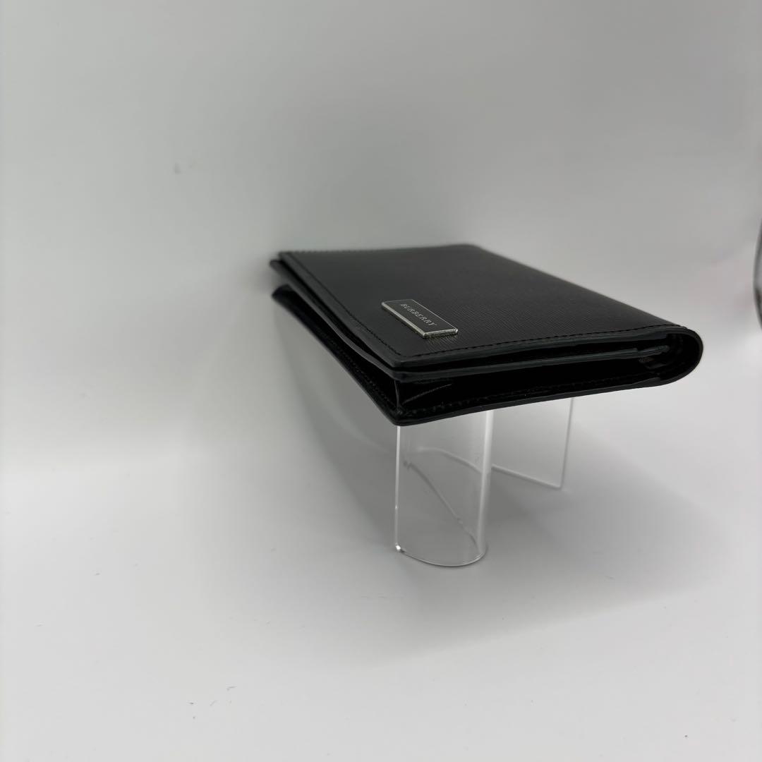 BURBERRY 名刺入れ　カードケース　ブラック　プレート　シルバー　レザー