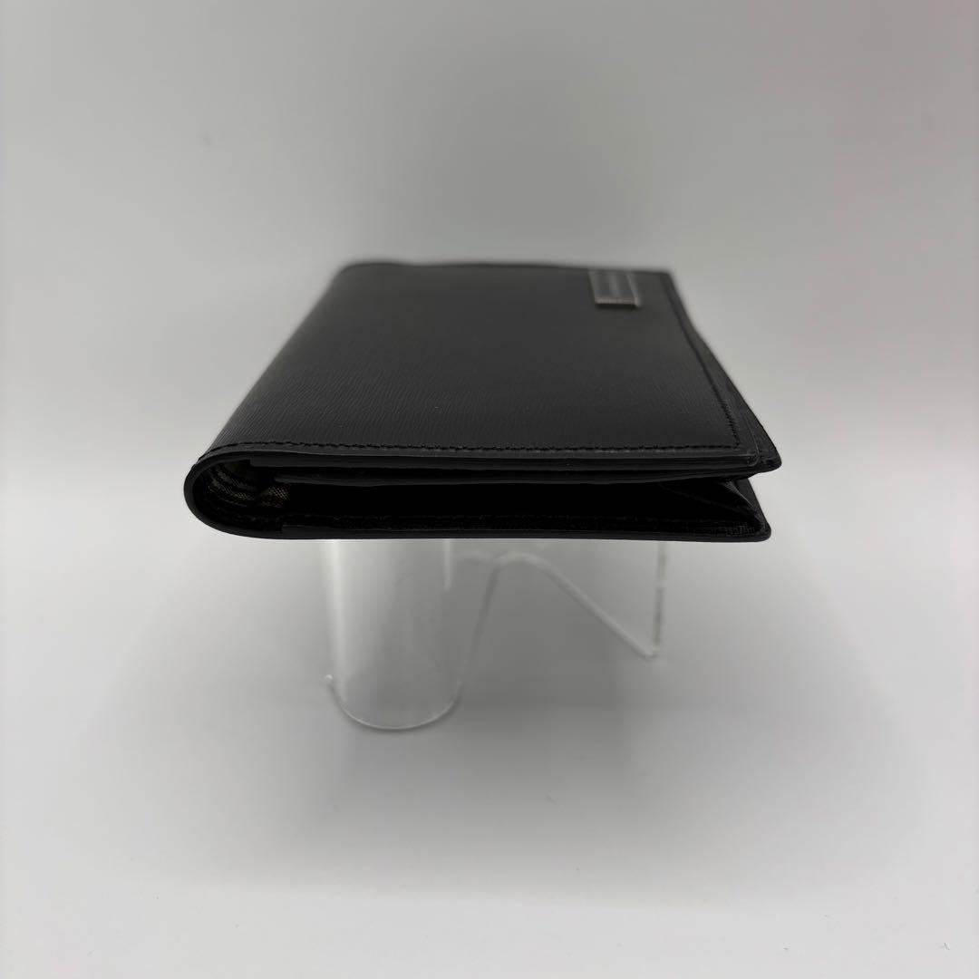 BURBERRY 名刺入れ　カードケース　ブラック　プレート　シルバー　レザー