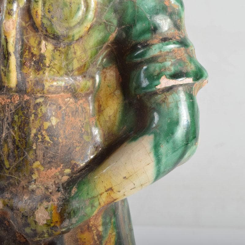 中国　三彩　兵馬俑　人物俑　陶人形　人物像　武人像　C　8846