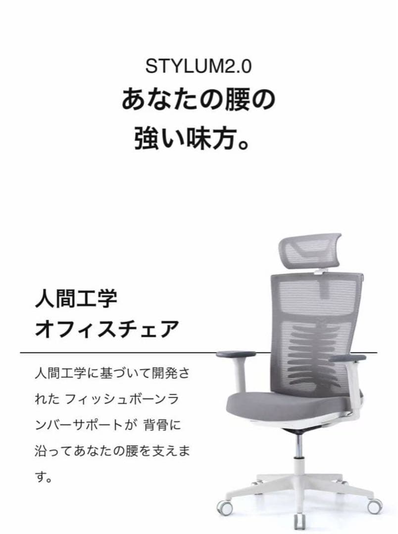 STYLUM 2.0 (スタイラム) メッシュ座面 腰・肩・首・腕 サポート
