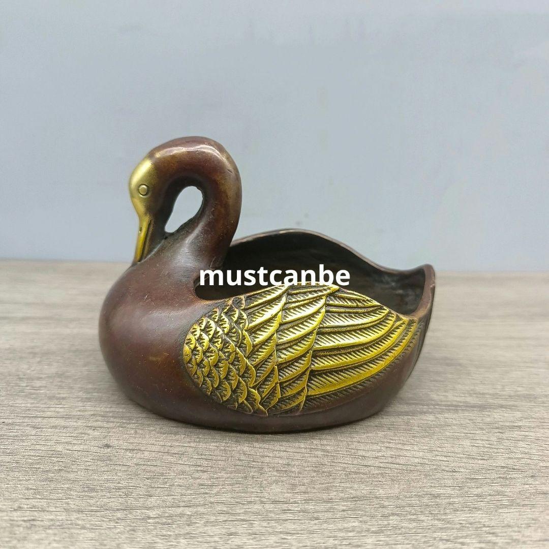 銅器 鵞鳥灰皿 鵞鳥薫香炉 茶道具 装飾品 工芸品 置物