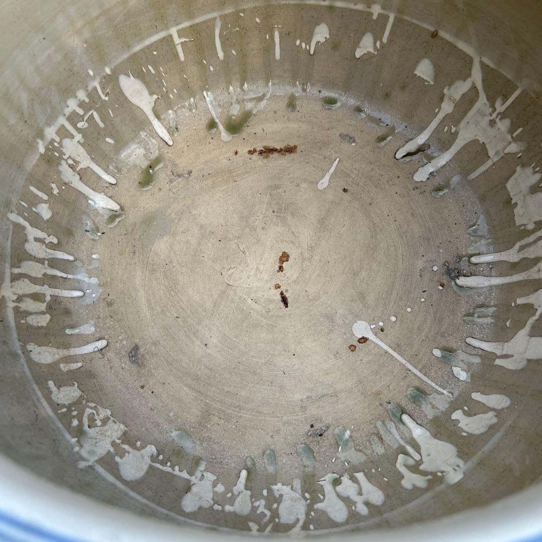 中国骨董50年旧蔵【染付手絵龍、松、山水紋窓絵大鉢火鉢金魚鉢睡蓮鉢水槽に兼用 】