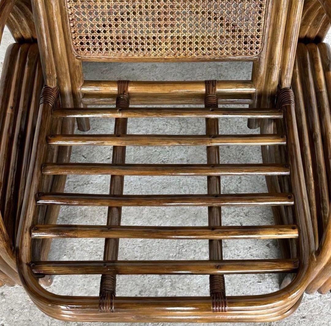 ꧁オールドラタン꧂カフェ風✦レトロラタン大型アームチェア　1人掛けソファー