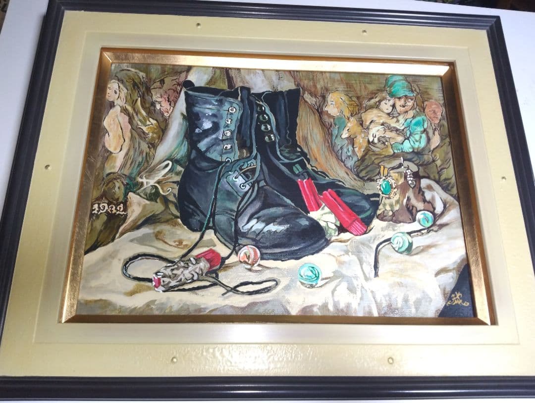 牧野邦夫、絵画、油彩４号、私の靴、肉筆、新品額縁、鴨居令、宮永岳彦、佐伯祐三。