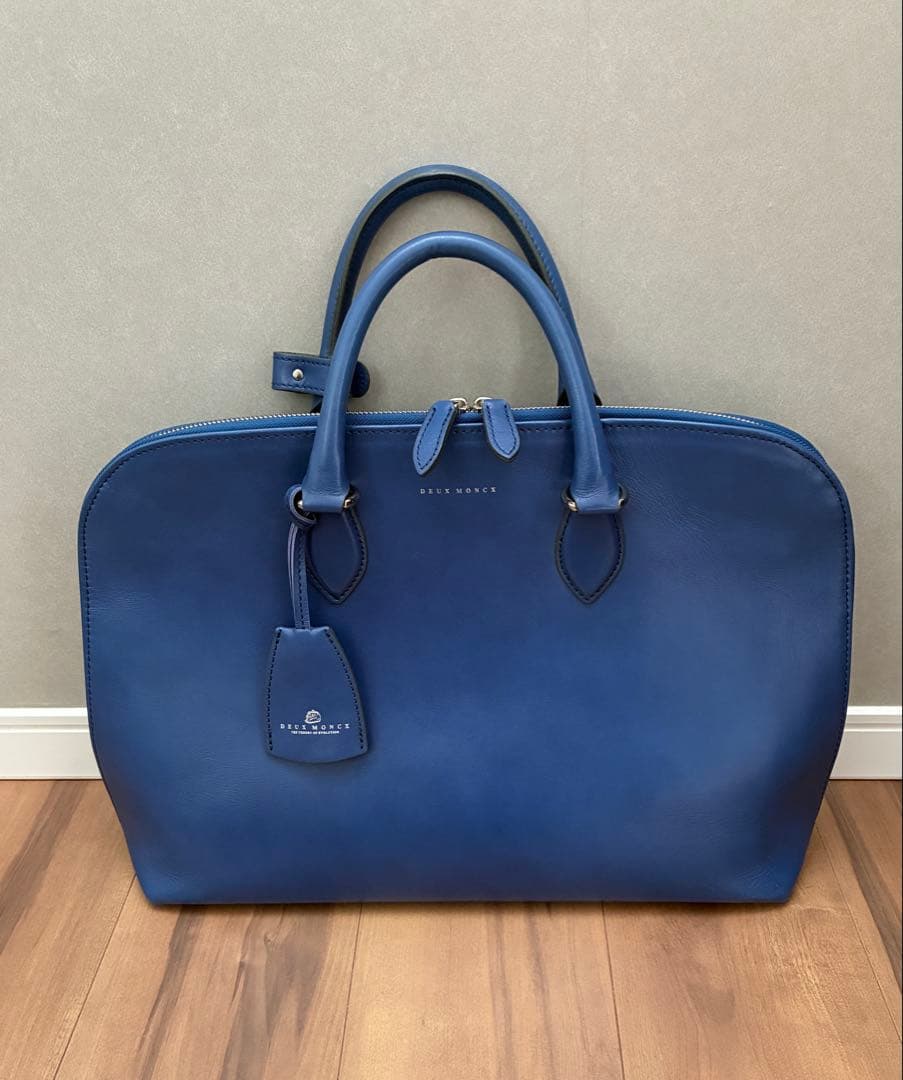 美品　DEUX MONCX ビジネスバッグ 2way レザー ブルー
