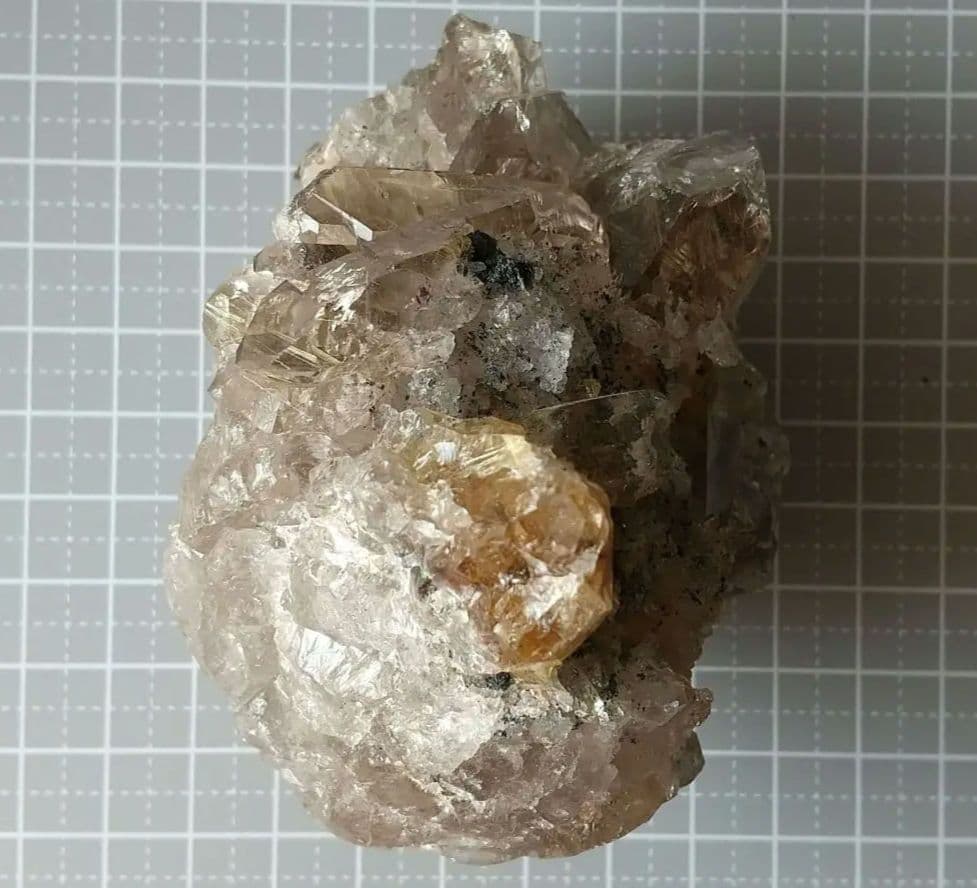 ブラジル産 虹入り 太陽ルチル スモーキークォーツ 美クラスター