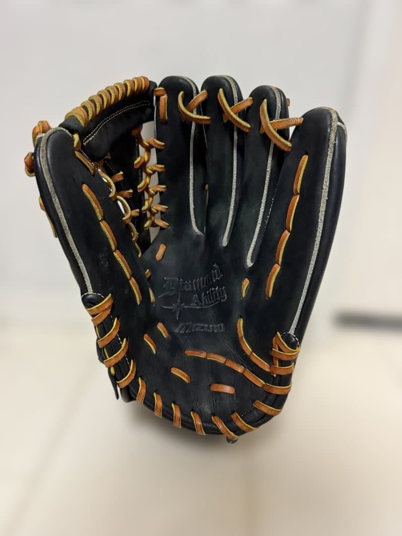 Mizuno 軟式グローブ 黒/オレンジミズノ 外野手用 野球グローブ 一般