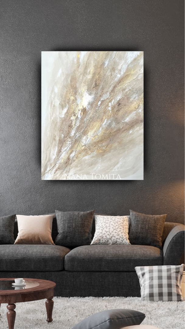 大きめ/金/茶色/絵画/アート/抽象画/ニュアンス/モダン/ホテル/内装/海外