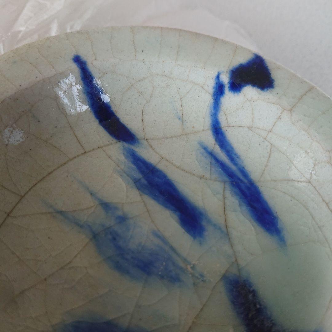 ペルシャ陶器　波斯白地藍線小皿