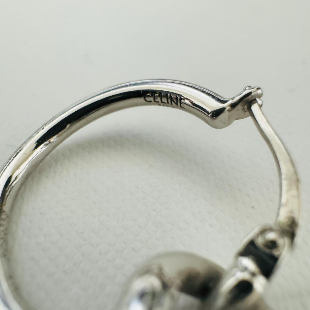 【箱付】CELINE セリーヌ　ノット　フープ　ピアス　シルバー　両耳