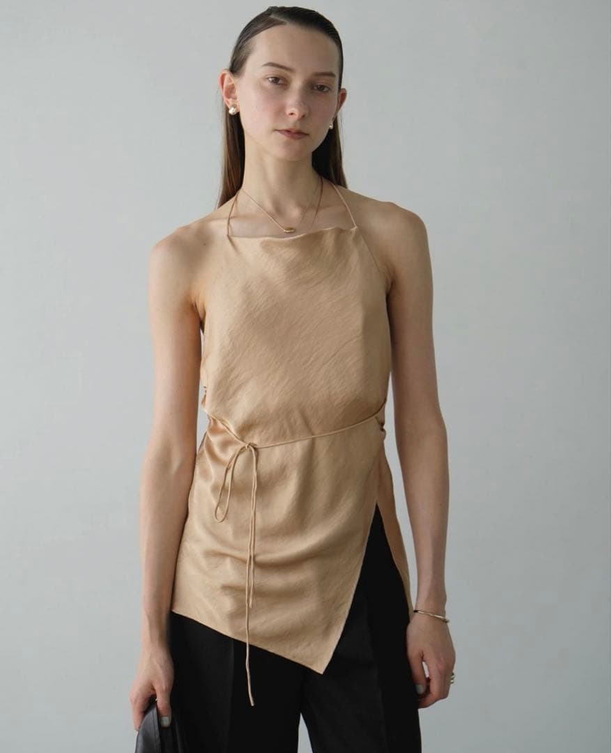 トップス CLANE drape satin camisole tops