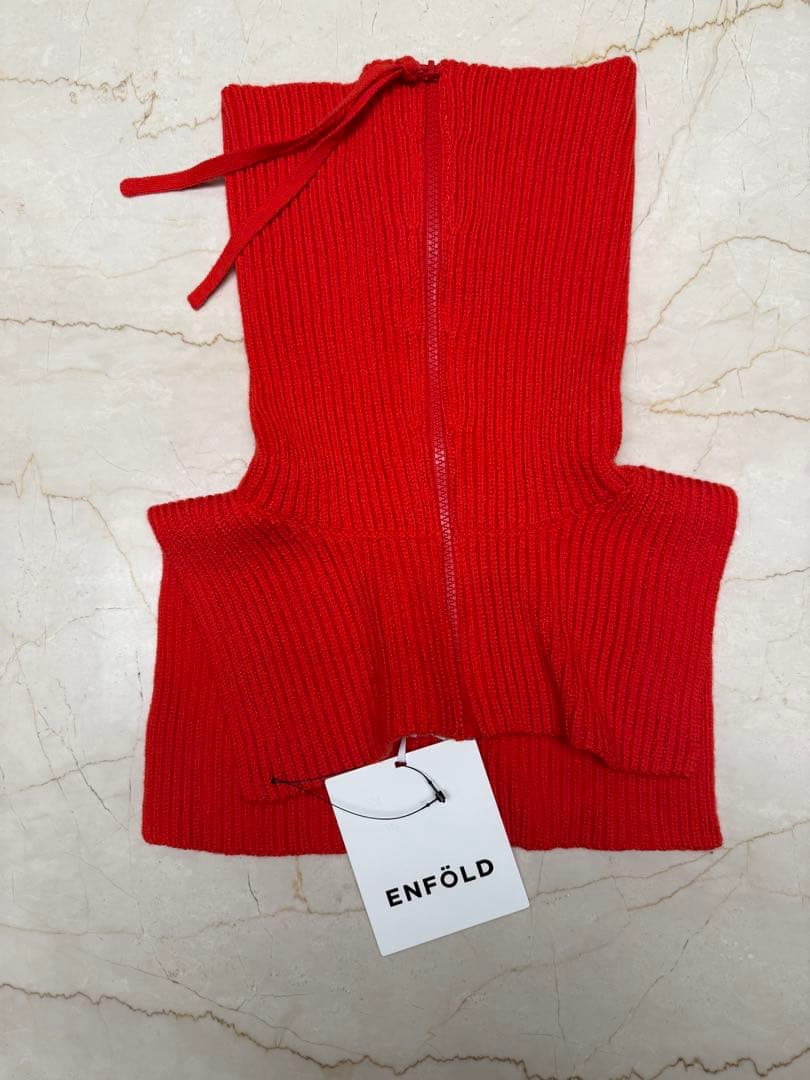 ENFOLD リブ編みネックウォーマー レッド
