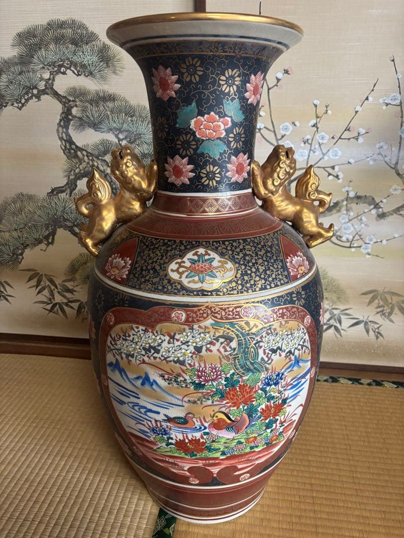 【九谷焼陶正造‼️】大花瓶　大壷　飾壷花瓶 花器 骨董品 飾壺 置物 壺 古美術品
