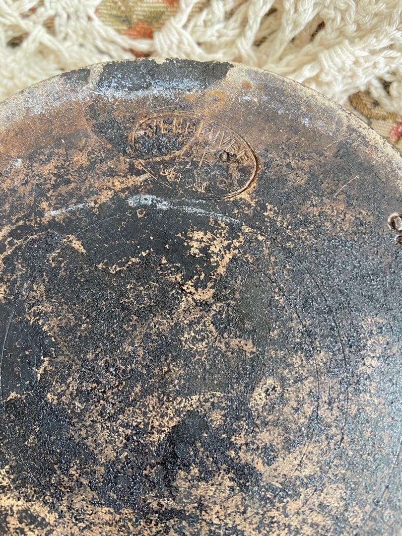 最終値下げ！ヒビありフランスアンティーク釉薬テリーヌポット☆金継ぎ南仏グラタン皿