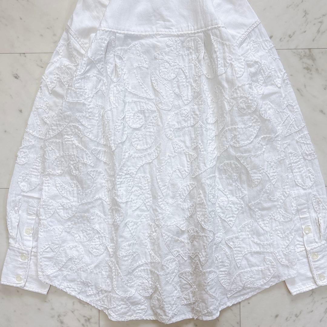 美品♪サラマリカ　コットンリネンパッチビッグシャツ　刺繍　オーバーサイズ　綿麻