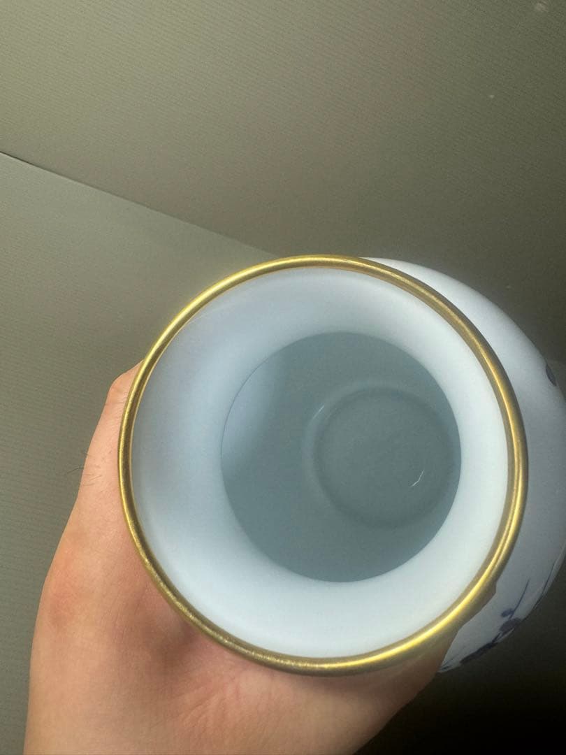 2317 大倉陶園　梅 椿 鳥 金彩 花瓶　未使用