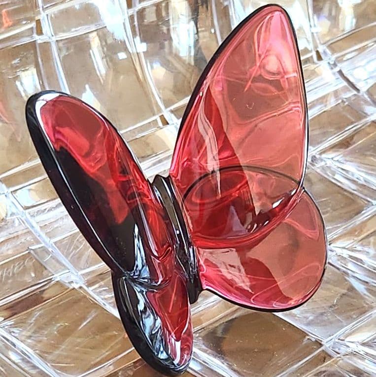 【箱付き美品】バカラ Baccarat ラッキーバタフライ レッド