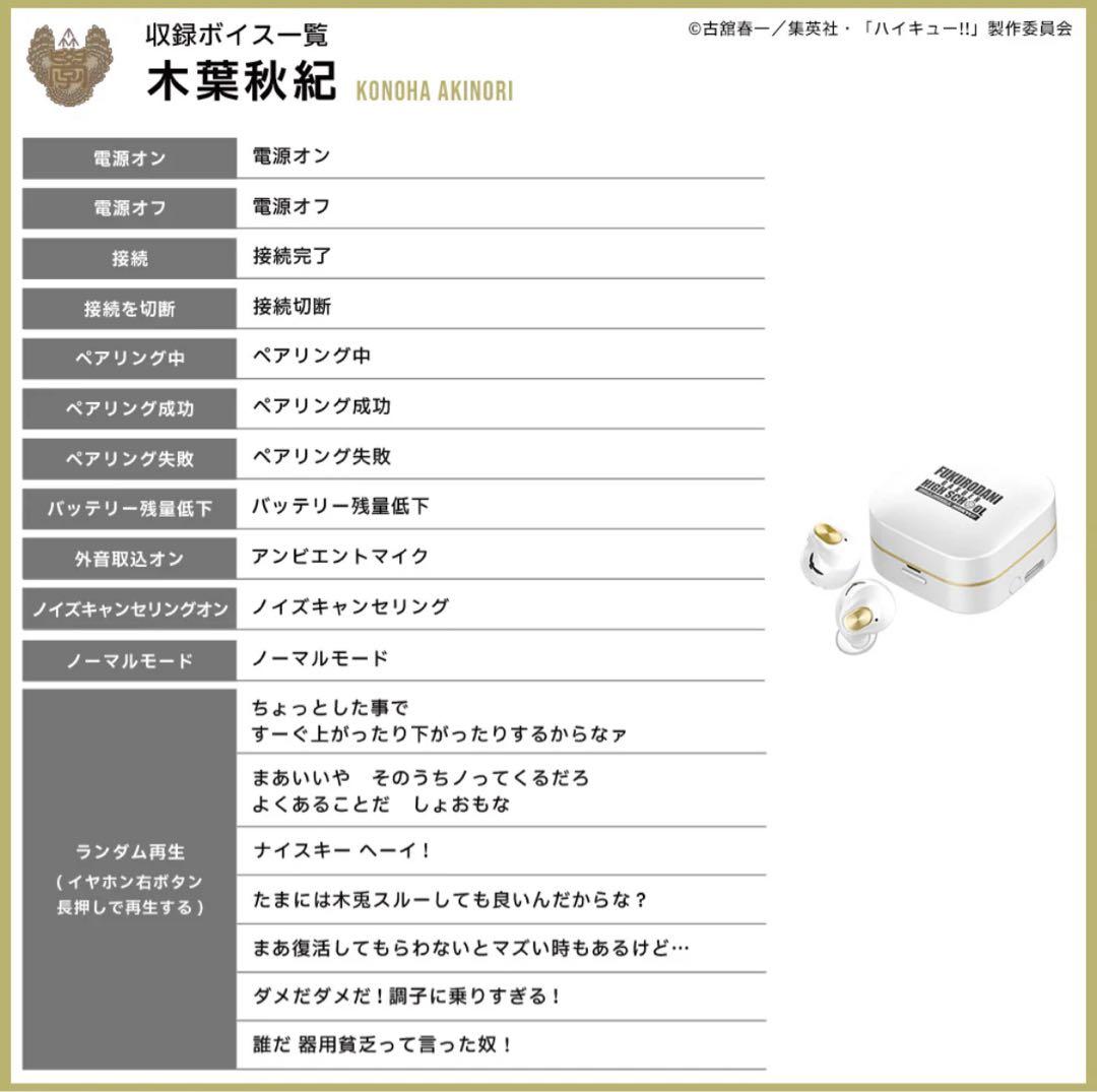 AVIOT ハイキュー コラボ ワイヤレスイヤホン 梟谷 木兎光太郎 赤葦京治