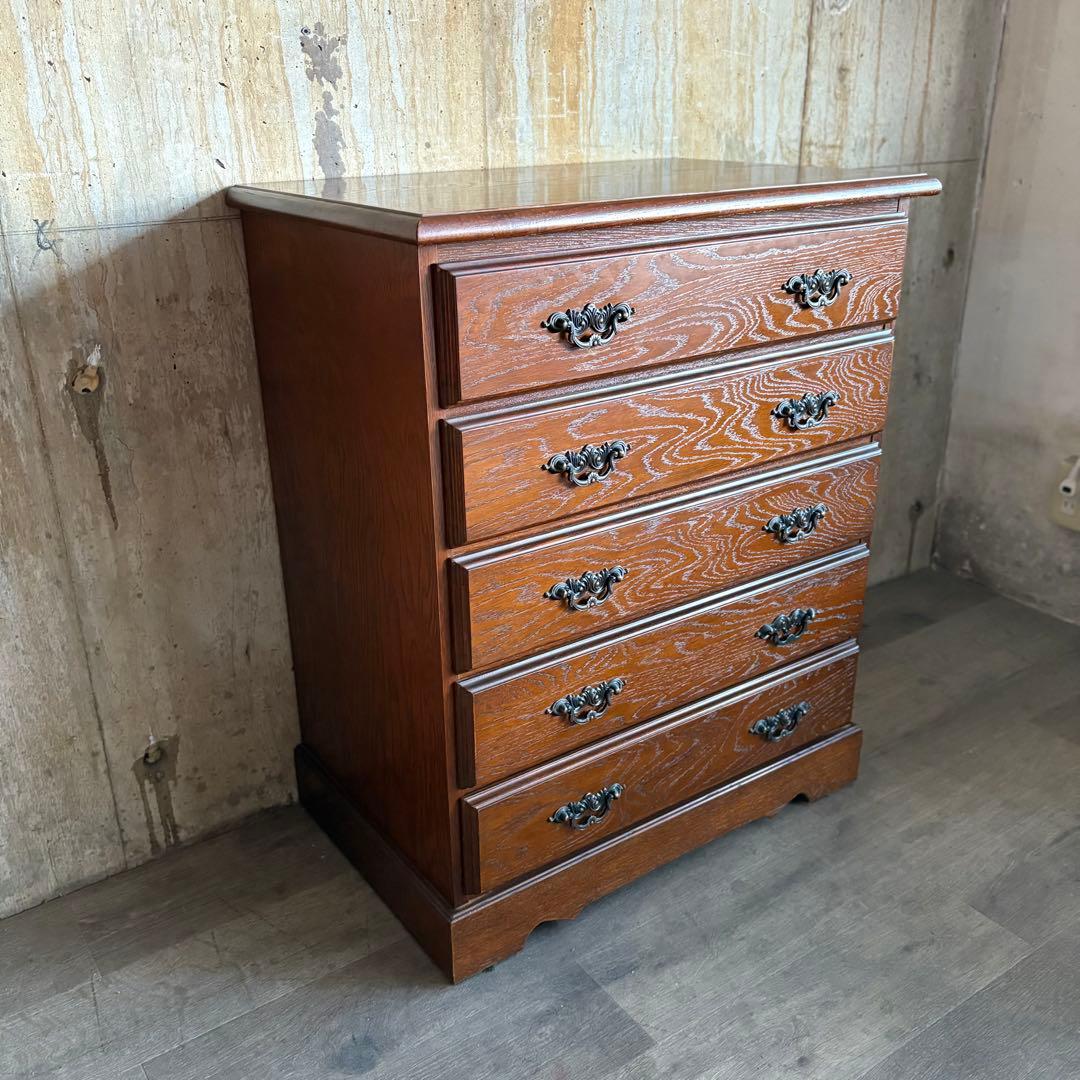 越後民芸家具　5段チェスト　民芸箪笥　クラシカル　②