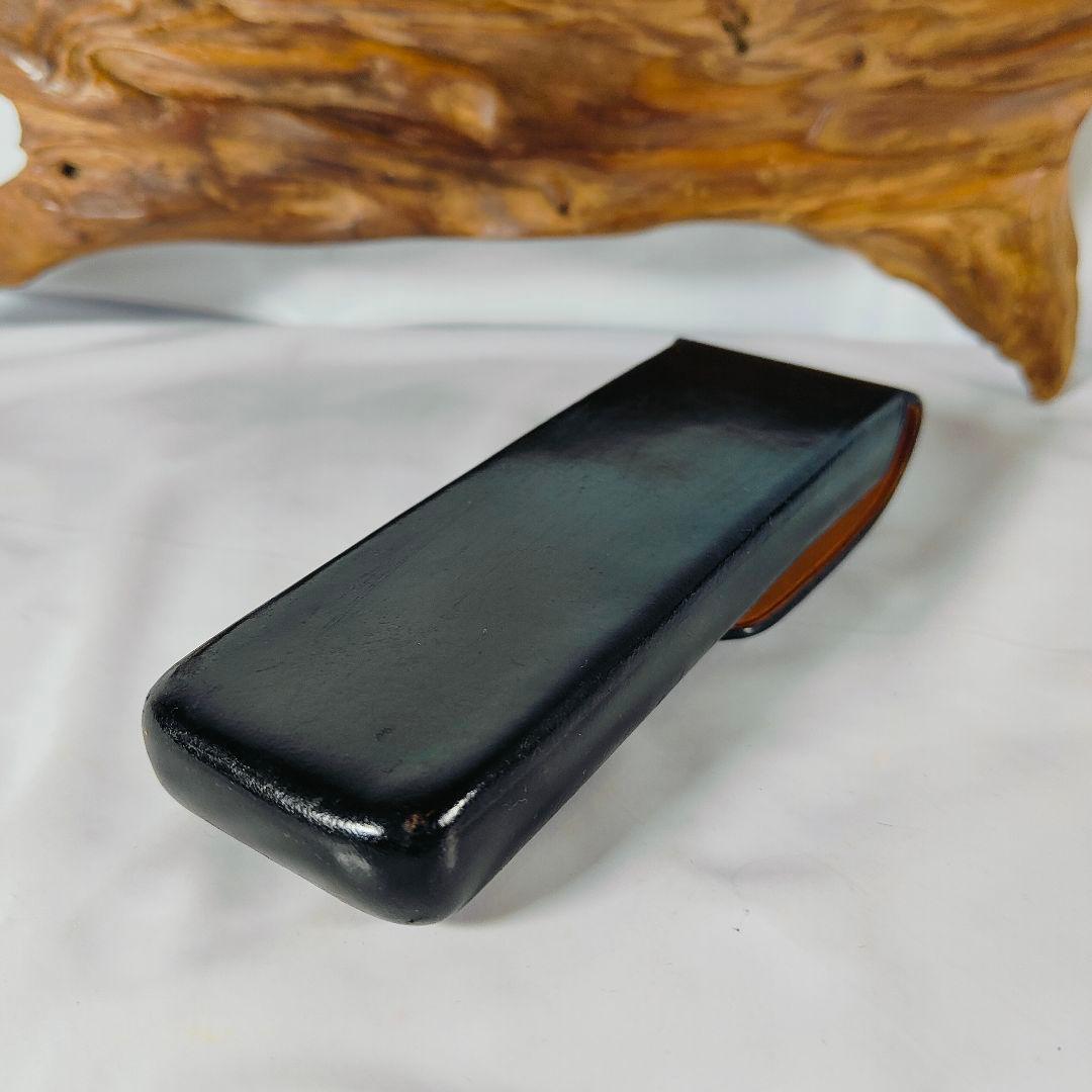 【GANZO／マエストロ2】高級3本差しペンケース　極艶ブラックイタリアンレザー