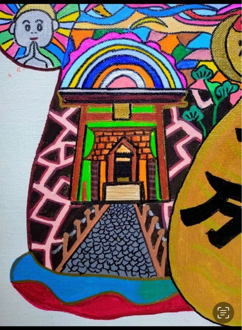 【F10号】ジミー大西【笑福万来】肉筆/サイン・裏描き有り/アクリル/油彩/額縁