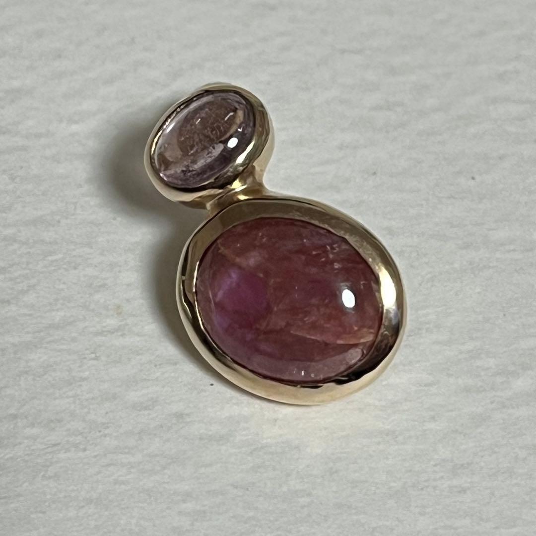 somon ソモン　ピアス　ゴールド　K10 スターサファイア　トルマリン