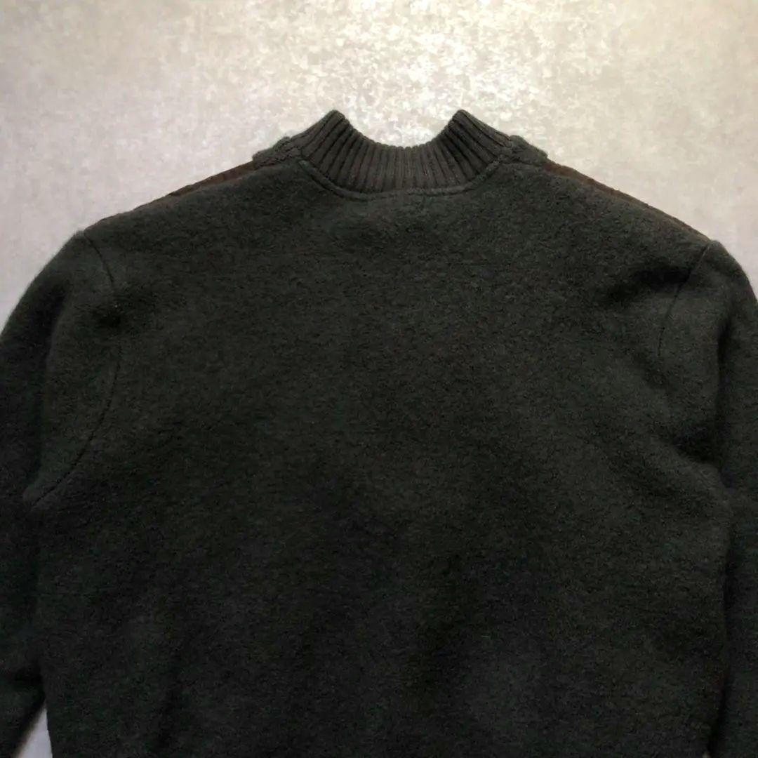 80sWoolrichウールリッチセーター ヘンリーネックパッチ付 緑 XL相当