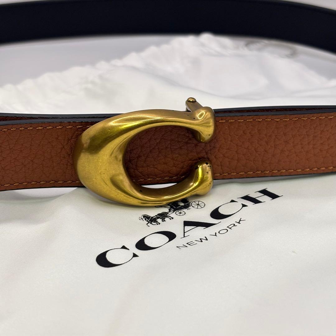 【未使用】coach☆Cバックルリバーシブルベルト 黒＆茶