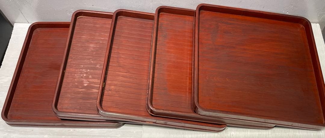 お盆　5枚セット　和風　年代物　キッチン　工芸品