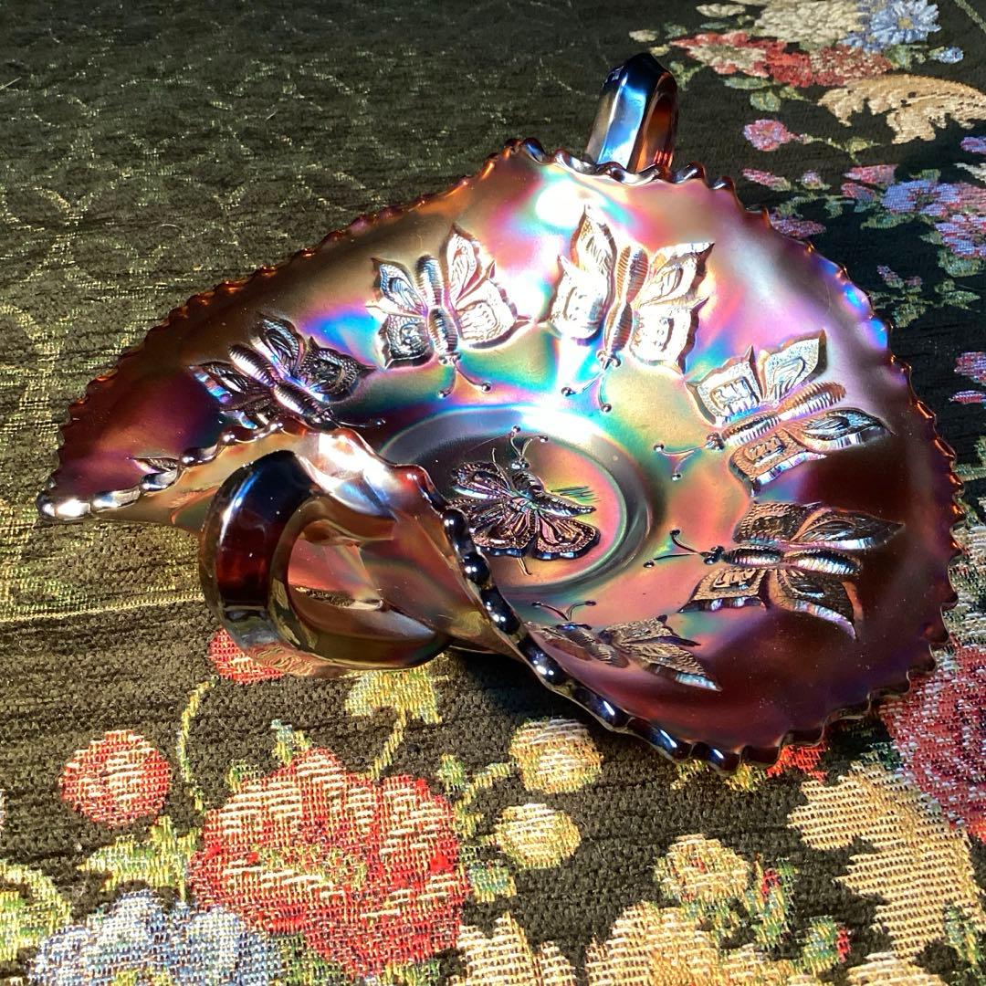 フェントン　バタフライ柄カーニバルグラス　ヴィンテージ