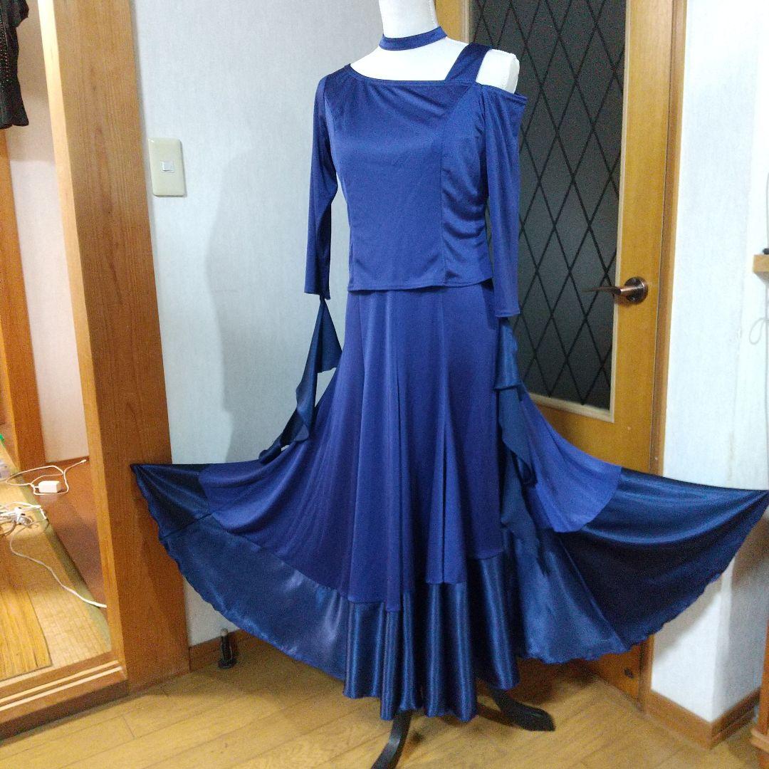 ネイビー 裾サテンドレス サンリーヌ 11号