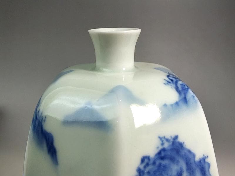 ☆ 平戸焼 染付六角徳利 江戸期 ☆A11