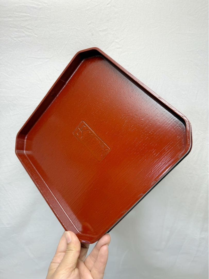 ほぼ未使用 懐石道具 木製古代朱塗 大徳寺 縁高重箱 十客揃 刻印有 共箱