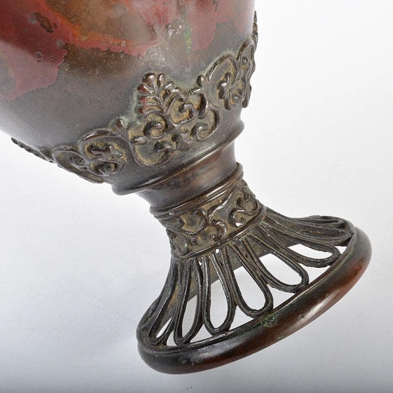 時代金工　古銅斑紫銅　古銅花瓶　D　R4334