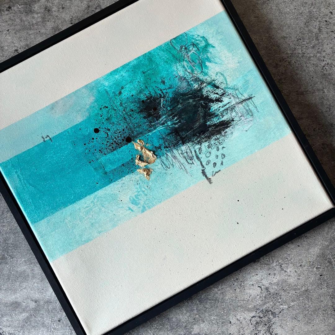 現代アート　35×35㎝　フレーム付き　インテリア　モダン　アートパネル　抽象画