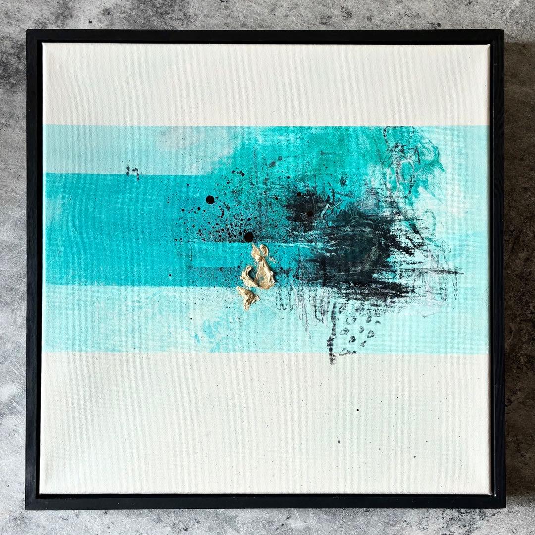 現代アート　35×35㎝　フレーム付き　インテリア　モダン　アートパネル　抽象画