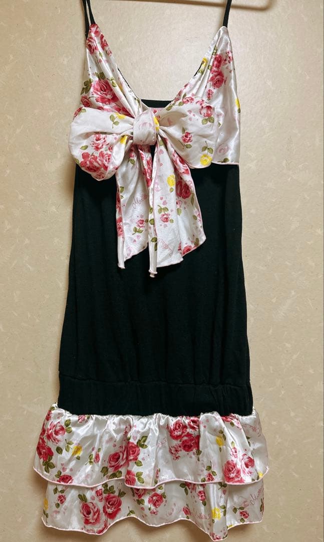 MA＊RS 薔薇柄でかリボンワンピ 当時品